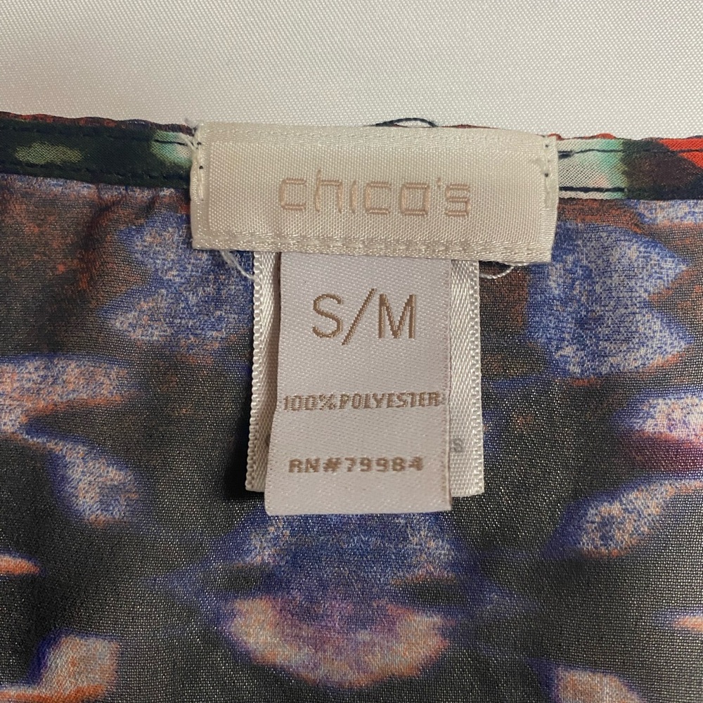 Chicos Chic Multicolor Patterned Poncho Style She… - image 3